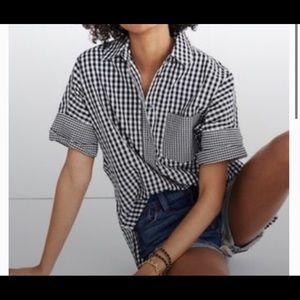 Madewell Play Shirt Black Gingham L EUC